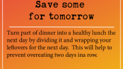 Weight Loss Tip 225 - Save some for tomorrow