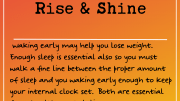 Weight loss tip: Rise and Shine