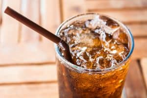 Cold glass of soda drink